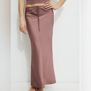 Dynamite Satin Maxi Skirt in Mauve